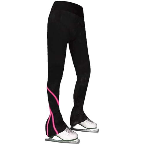 LIUHUO Eislaufhose Mädchen Damen Eiskunstlaufhose Schwarz Spin Fleece Atmungsaktiv Skating Leggings Kinder von LIUHUO