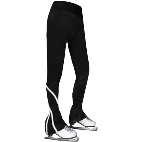 LIUHUO Eislaufhose Mädchen Damen Eiskunstlaufhose Schwarz Spin Fleece Atmungsaktiv Skating Leggings Kinder von LIUHUO