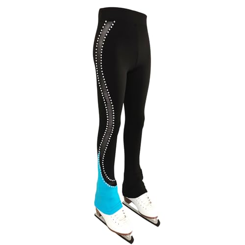 LIUHUO Eislaufhose für Mädchen und Damen aus elastischem Netz, Eiskunstlaufhose, Leggings mit Strass von LIUHUO