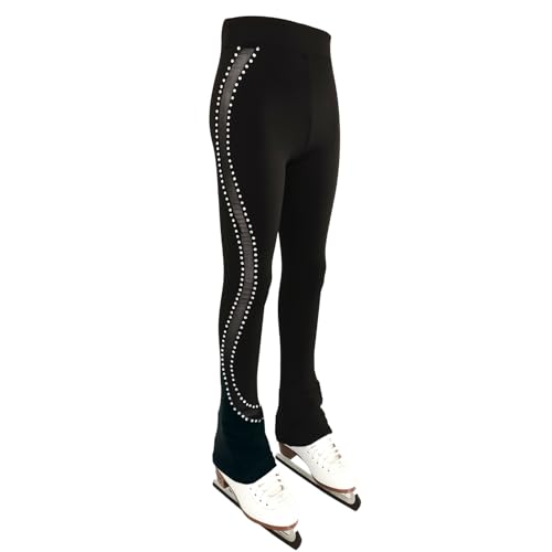 LIUHUO Eislaufhose für Mädchen und Damen aus elastischem Netz, Eiskunstlaufhose, Leggings mit Strass von LIUHUO