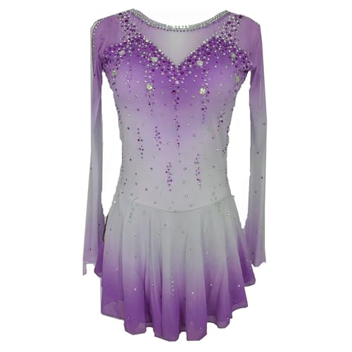 LIUHUO Elegantes blaues Eiskunstlaufkleid für Mädchen und Damen – Wettkampf-EIS-Tanzkleid – Skating-Kleidung, violett, M von LIUHUO