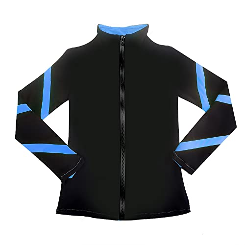 LIUHUO Mädchen Eislaufjacken Frauen Streifen Training Übung Eiskunstlauf Tops Kosten Fleece von LIUHUO