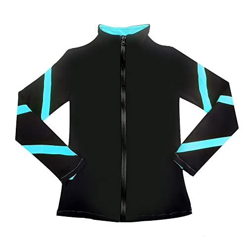 LIUHUO Mädchen Eislaufjacken Frauen Streifen Training Übung Eiskunstlauf Tops Kosten Fleece von LIUHUO