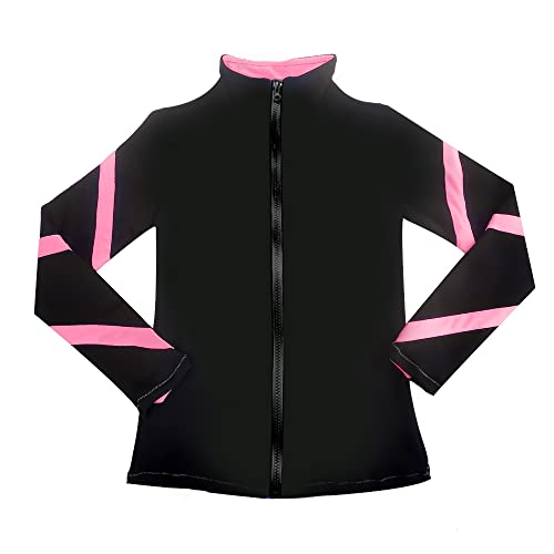 LIUHUO Mädchen Eislaufjacken Frauen Streifen Training Übung Eiskunstlauf Tops Kosten Fleece von LIUHUO
