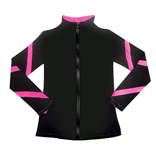LIUHUO Mädchen Eislaufjacken Frauen Streifen Training Übung Eiskunstlauf Tops Kosten Fleece von LIUHUO
