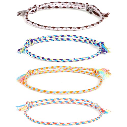 4 Stück Surfer Armband Handgewebtes Armband Lässiger Surf Style Handmade Strand Festival Accessoires Armreif Textilarmband Freundschaftsarmband von LIUJZZJ