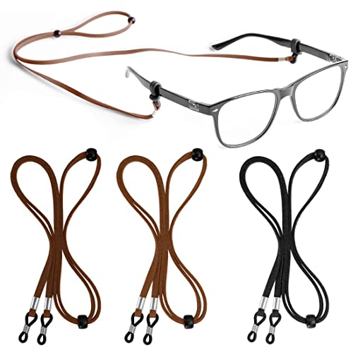 Brillenband PU Leder Brillen Seil Klassisch Brille Halter Brillen Kordel Halter, 3 Stück von LIUJZZJ