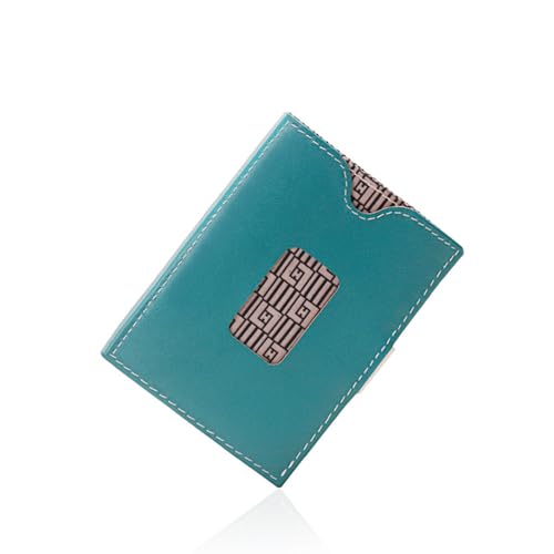 LIULIHUA LLH The Ultimate Front Pocket Compact Minimalist Wallet - Black Leather Mens Slim Wallet with Money Clip RFID Blocking Bifold Credit Card Holder for Men with Gift Box (Greenish-Blue) von LIULIHUA