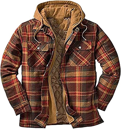 Herren Thermohemd Mit Reißverschluss Flanelljacke Karo Jacke Kariert Flanellhemd Karohemd Fleece Gefüttert Winterjacke Gepolsterter Trachtenhemd Innenfutter Holzfällerhemd ( Color : B , Size : 5XL ) von LIUPING