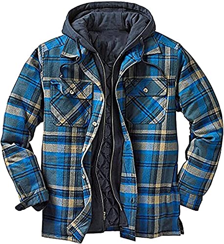 Thermohemd Herren Wattiert Flanellhemd Warm Winter Hemdjacke Hoodie Weich Kariert Holzfällerjacke Übergangsjacke (Color : A, Size : XL) von LIUPING