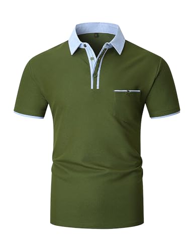 LIUPMWE Poloshirt Herren,Kurzarm T Shirts Männer,Polohemd Herren Baumwolle Golf Casual T-Shirt M-XXXL,3XL,Grün-41 von LIUPMWE