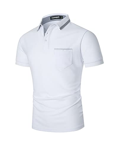 LIUPMWE Poloshirt Herren Kurzarm Baumwolle Männer Polohemd T-Shirt Sommer Slim Fit Golf Sports S-2XL,XXL,Weiß von LIUPMWE