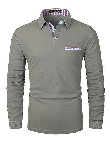 LIUPMWE Poloshirt Herren Langarm Golf T-Shirt Casual Tops Klassisches Polohemd M-3XL,Grau-01,L LIUPMWE Poloshirt Herren Langarm Golf T-Shirt Casual Tops Klassisches Polohemd M-3XL,Grau-01,L von LIUPMWE