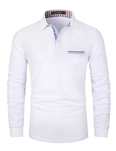 LIUPMWE Poloshirt Herren Langarm Golf T-Shirt Casual Tops Klassisches Polohemd M-3XL,Weiß-01,XL von LIUPMWE