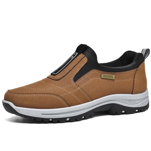 Daladder Walking Shoes,Comfortable Waterproof Breathable Orthopedic Walking Shoes,Mens Casual Slip On Hiking Shoes (Brown, Erwachsene, Herren, 41, Numerisch, EU Schuhgrößensystem, M) von LIUPONHU