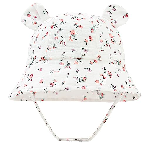 LIUPUUDLY Baby Sonnenhut UV-Schutz Super Süßer Baumwolle Baby Jungen Mädchen Strandhut Fischerhut Sommerhut mit Ohren (B) von LIUPUUDLY