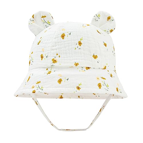 LIUPUUDLY Baby Sonnenhut UV-Schutz Super Süßer Baumwolle Baby Jungen Mädchen Strandhut Fischerhut Sommerhut mit Ohren (G) von LIUPUUDLY