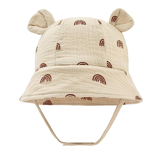 LIUPUUDLY Baby Sonnenhut UV-Schutz Super Süßer Baumwolle Baby Jungen Mädchen Strandhut Fischerhut Sommerhut mit Ohren (H) von LIUPUUDLY