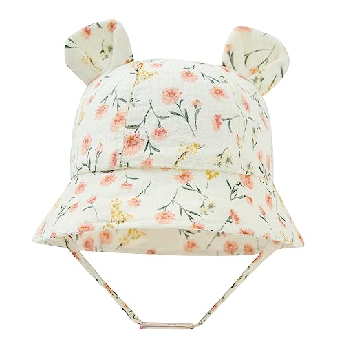 LIUPUUDLY Baby Sonnenhut UV-Schutz Super Süßer Baumwolle Baby Jungen Mädchen Strandhut Fischerhut Sommerhut mit Ohren (K) von LIUPUUDLY