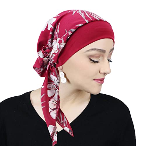 LIUPUUDLY Chemo Kopftuch Damen Mode Florales Turban Mütze Schlafmütze Kopfbedeckung für Krebs Haarverlust (#8) von LIUPUUDLY