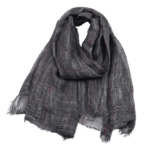 LIUPUUDLY Schal Herren Weiche Leichter Schal aus Baumwolle Mode Lang Halstuch Herrenschal (Schwarz) von LIUPUUDLY