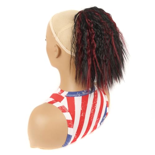 Afro Kinky Curly Pferdeschwanz Kordelzug Pferdeschwanz Synthetische Haarverlängerung mit Clip-in-Haarteil for Frauen Stirnbandperücke Täglicher Gebrauch(H) von LIURENM