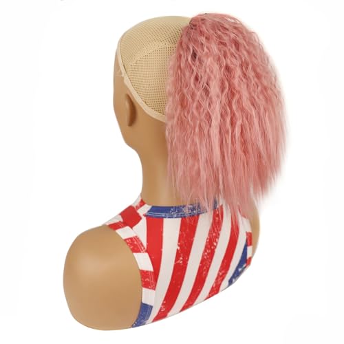 Afro Kinky Curly Pferdeschwanz Kordelzug Pferdeschwanz Synthetische Haarverlängerung mit Clip-in-Haarteil for Frauen Stirnbandperücke Täglicher Gebrauch(M) von LIURENM