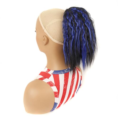 Afro Kinky Curly Pferdeschwanz Kordelzug Pferdeschwanz Synthetische Haarverlängerung mit Clip-in-Haarteil for Frauen Stirnbandperücke Täglicher Gebrauch(S) von LIURENM