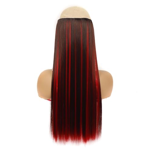 Haarteile Unsichtbare Haarverlängerung Fischlinie Synthetische Lange Glatte Haarteile for Frauen Natürliche Synthetische Clip-on Haarteilverlängerung(B) von LIURENM