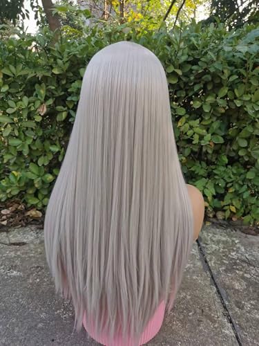 Lange, glatte Perücken mit Pony for Frauen und Mädchen, hitzebeständig, supernatürliches Aussehen, mit Perücken-Wear-and-Go-Perücke for den täglichen Gebrauch und Mädchen-Cosplay(F) von LIURENM