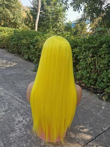 Lange, glatte Perücken mit Pony for Frauen und Mädchen, hitzebeständig, supernatürliches Aussehen, mit Perücken-Wear-and-Go-Perücke for den täglichen Gebrauch und Mädchen-Cosplay(H) von LIURENM