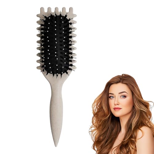 Bounce Curl Brush, Lockenbürste Haarbürste Strähnenkamm mit Zinken, Styling-Werkzeuge Curly Hair Brush, Curl Brush zum Kämmen und Formen für Frauen um Ziehen zu Reduzieren (Beige) von LIURFLNC