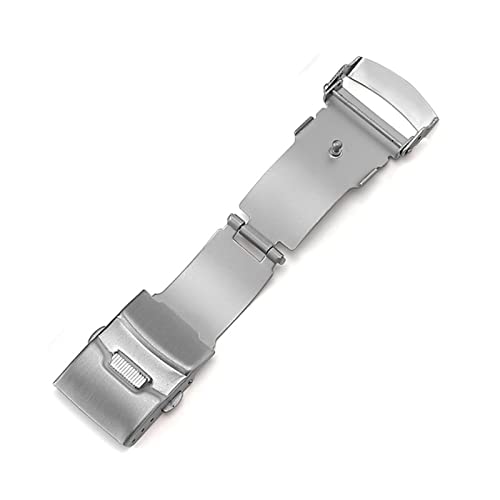 LIUYAPENG Schnalle for Seiko-Edelstahl-Uhrenschnallen Druckknopf-Faltfaltschließe Faltknopf-Riemenschloss 16/18/20/22/24/26 mm (Color : Silver-withlogo-18mm) von LIUYAPENG