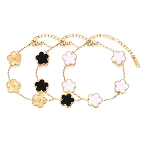 LIUYIDM Kleeblatt Armband 3 Stück Goldener Fünfblättriger Kleeblattschmuck Armbänder Gold Elegante Accessoires Gold Armband, Glückssymbolgeschenke für Den Alltag, Geburtstage, Hochzeiten (Drei Farben) LIUYIDM Kleeblatt Armband 3 Stück Goldener Fünfblättriger Kleeblattschmuck Armbänder Gold Elegante Accessoires Gold Armband, Glückssymbolgeschenke für Den Alltag, Geburtstage, Hochzeiten (Drei Farben) von LIUYIDM