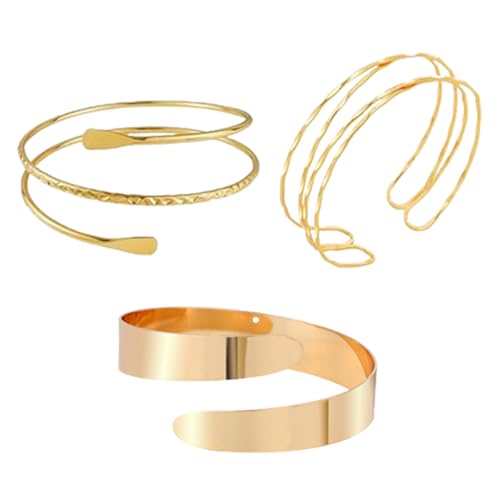 LIUYIDM Oberarmreif Gold Armreifen Gold Damen Verstellbar Boho Oberarmreif Oberarm Wickelarmband Armreif Swirl Arm Armreif Set, Geeignet für Frauen und Mädchen dchen von LIUYIDM