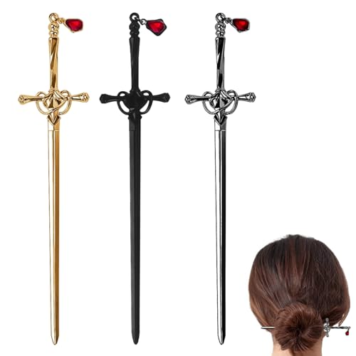LIUYIDM Schwert Bookmark 3 Stück Chinesische Stil Damen Haarstab Retro Haarstab Personalisierte Lesezeichen Metall, Geeignet für Damen und Mädchen zum Fixieren Ihrer Frisur, Lesebegeisterte von LIUYIDM