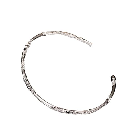 925 Sterlingsilber Armkette 925 Sterling Silber Armband Für Damen Modischer Unregelmäßiger Gehämmerter Dünner Armreif Verstellbare Offene Manschettenarmbänder Glücksamulett Armband Für Männ von LIUYUYOUGO