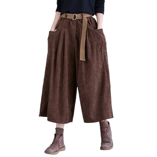 LIUYUYOUGO Damen Cordhose Mit Weitem Bein Kaffee Vintage Hose Mit Elastischer Taille Kurze Hose Elegante Culottes Hose Winter Baggy Palazzo Hose Lounge Hose Mit Gürtel XL LIUYUYOUGO Damen Cordhose Mit Weitem Bein Kaffee Vintage Hose Mit Elastischer Taille Kurze Hose Elegante Culottes Hose Winter Baggy Palazzo Hose Lounge Hose Mit Gürtel XL von LIUYUYOUGO