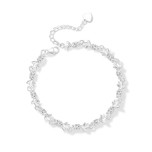 LIUYUYOUGO 925 Sterlingsilber Armkette 925 Sterling Silber Armband Für Frauen Schwalbe Blumen Charm Armreif Verstellbare Gliederkette Armbänder Schöne Vögelchen Tiere Personalisierter Schmuck Va von LIUYUYOUGO
