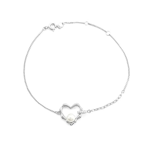 LIUYUYOUGO 925 Sterlingsilber Armkette Armband Aus Sterlingsilber 925 Mit Liebesherzen Romantischer Armreif Mit Hohlen Herzen Und Glänzendem Zirkonia Verstellbare Manschettenarmbänder Perlenschmuc von LIUYUYOUGO