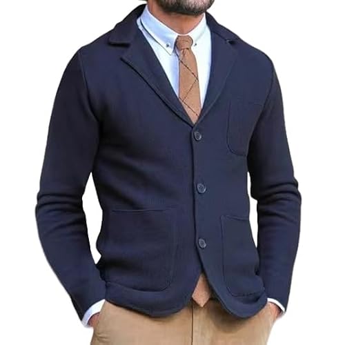 LIUYUYOUGO Anzugjacken Für Herren,Herren Blazer Smart Casual Slim Fit Strickblazer Elegant Einreihig Strickjacke Strickjacke Einfarbig Langärmelig Sportmantel Business Anzug Jacken Oberteile Mit T von LIUYUYOUGO