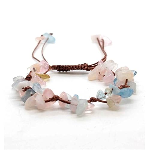 LIUYUYOUGO Armbänder Für Damen Chakra Kristall Armband Für Damen 10 Mm Naturstein Unregelmäßige Kiessplitterperlen Edelstein Armreif Verstellbar Handgefertigt Geflochten Glücksamulett Schmuck von LIUYUYOUGO