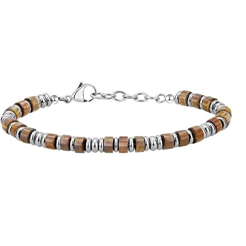 LIUYUYOUGO Armbänder Für Damen Herren Armband Mit Kristallperlen 4 Mm Naturstein Fassperlen Schutzarmband Verstellbar Edelsteinschmuck Geschenke Für Freund Ehemann Vater Geburtstag Bildjaspis von LIUYUYOUGO