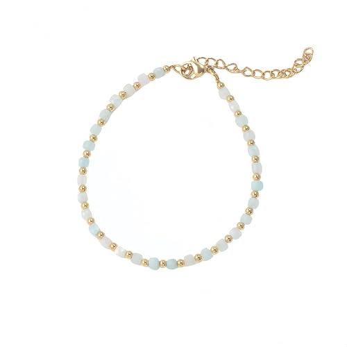 LIUYUYOUGO Armbänder Für Damen Kristallarmband Für Frauen 3 Mm Quadratische Perlen Natursteinarmbänder 18 Karat Vergoldet Verstellbare Kette Armreif Yoga Energie Edelsteine Schmuck Geschenk Amaz von LIUYUYOUGO