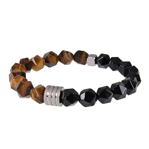 LIUYUYOUGO Armbänder Für Damen Kristallperlenarmbänder Herren 8Mm Naturstein Schwarzer Obsidian Facettierte Perlen Armband Mode Verstellbares Elastisches Seil Edelsteine ​​Armreif Statement Sch von LIUYUYOUGO