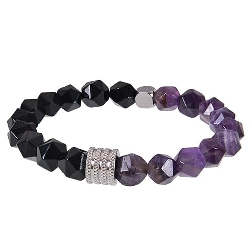 LIUYUYOUGO Armbänder Für Damen Kristallperlenarmbänder Herren 8Mm Naturstein Schwarzer Obsidian Facettierte Perlen Armband Mode Verstellbares Elastisches Seil Edelsteine ​​Armreif Statement Sch von LIUYUYOUGO