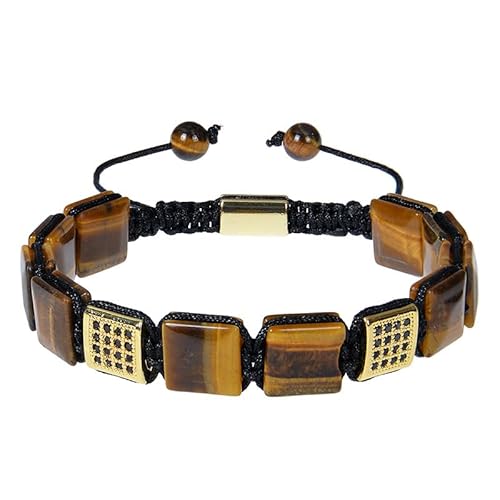 LIUYUYOUGO Armbänder Für Damen Natursteinarmband Für Männer Schutzkristalle Edelsteinarmband Einzigartig Vergoldet/Versilbert Flach Quadratisch Zirkonia Armreif Handgefertigt Geflochten Energies von LIUYUYOUGO