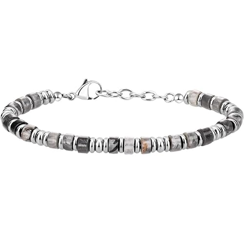 LIUYUYOUGO Armbänder Für Damen Perlenarmbänder Für Männer 4 Mm Naturstein Kristall Fassperlen Armband Aus Hämatit Edelstein Verstellbarer Schmuck Geschenke Für Papa Ihn Freund Ehemann Geburts von LIUYUYOUGO