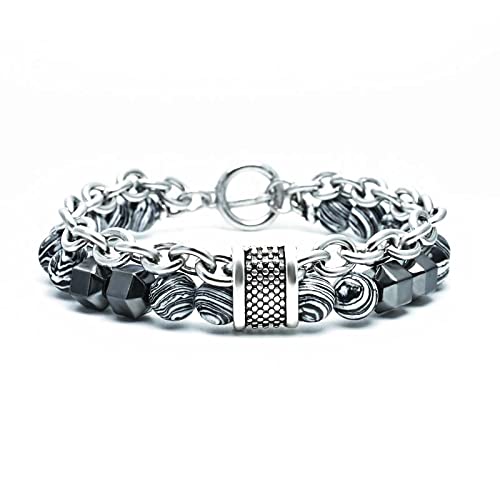 LIUYUYOUGO Armbänder Für Damen Perlenarmbänder Für Männer Armband Aus Natürlichem Malachit Edelstein Und Kristall Graviert Punk Doppellagige Kette Stapelbarer Armreif Schutzschmuck Geschenke F von LIUYUYOUGO