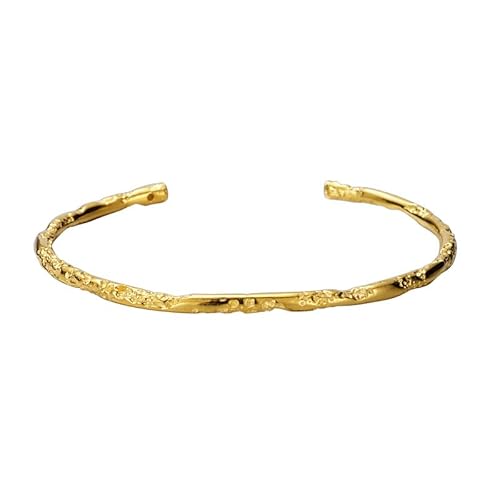 LIUYUYOUGO Armband Aus Sterlingsilber 925 Sterling Silber Armband Für Frauen Mode Unregelmäßig Gehämmert Dünnen Armreif Verstellbar Offene Manschette Armbänder Glück Amulett Armband Für Männer Frauen von LIUYUYOUGO